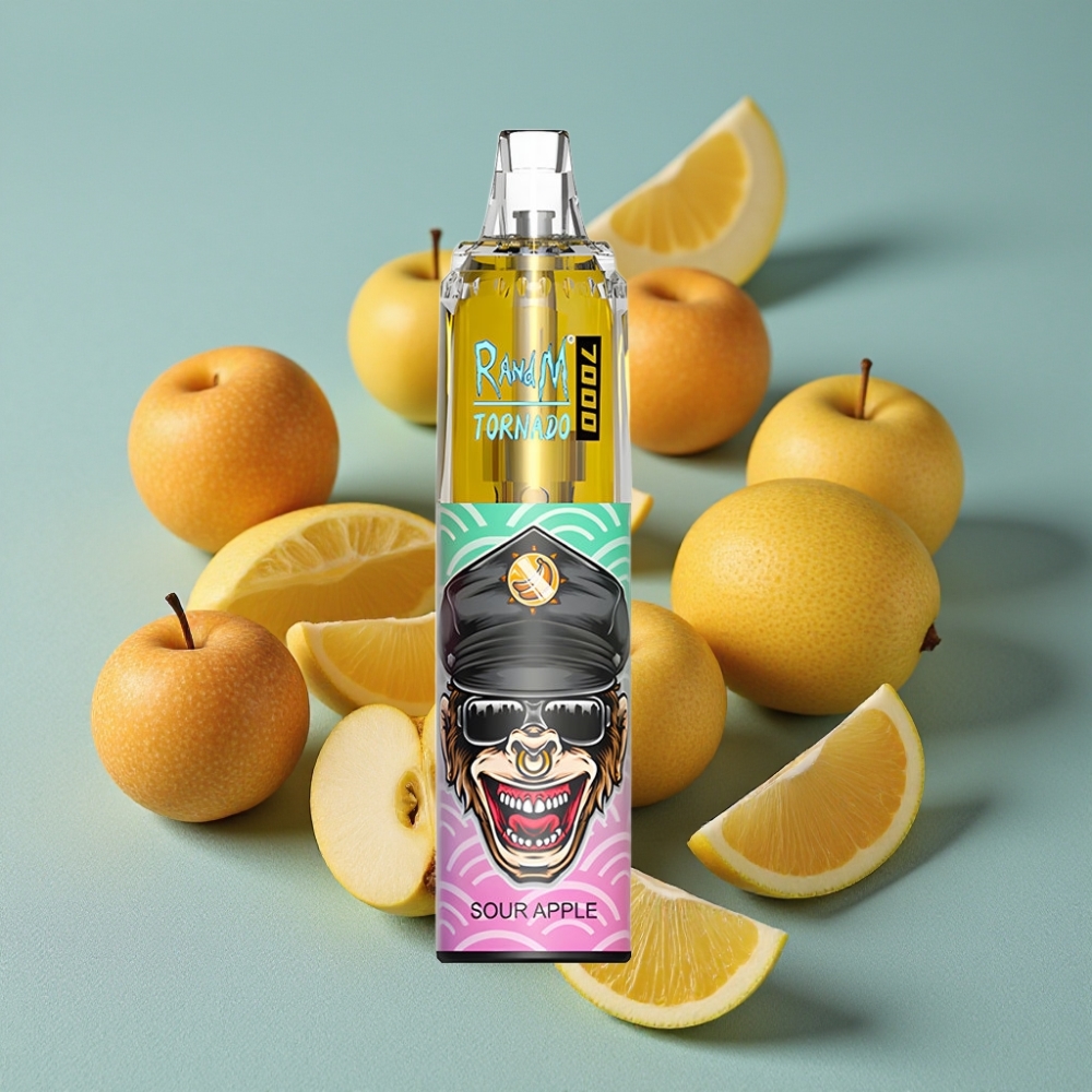 RandM Fumot Tornado 7000 Puffs Manzana Ácida 14ML Tipo-C RGB Ajuste de Aire