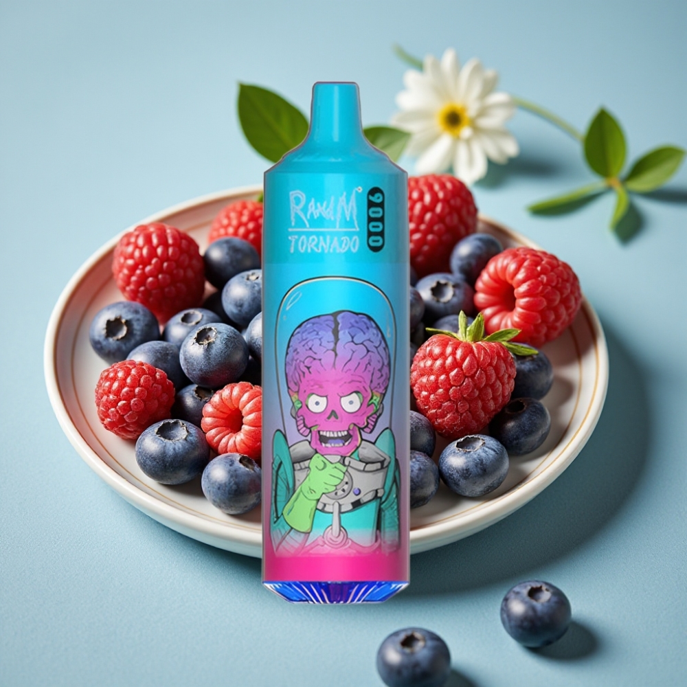 RandM Tornado 9000 Puffs 18 mL Arándano Frambuesa RGB Mesh Recargable