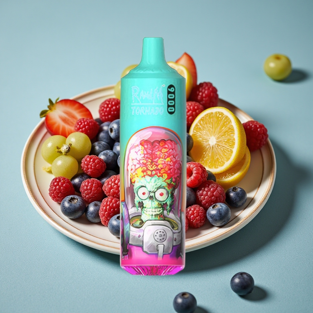 RandM Tornado 9000 Puffs 18 mL Pantalla RGB Frambuesa Azul Ácida vape al por mayor España