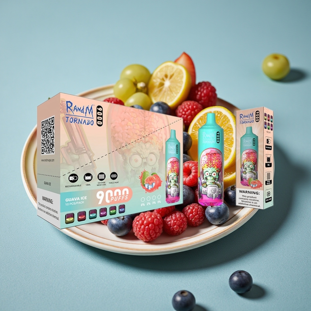 RandM Tornado 9000 Puffs 18 mL Pantalla RGB Frambuesa Azul Ácida vape al por mayor España