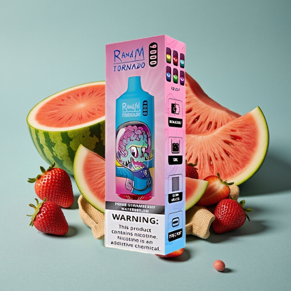 RandM Tornado 9000 Puffs 18 mL Pantalla RGB Fresa Sandía Prime vape al por mayor España