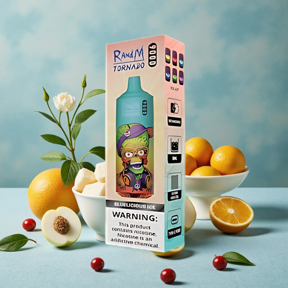 RandM Tornado 9000 Puffs 18 mL Pantalla RGB Hielo Azul Delicioso vape al por mayor España