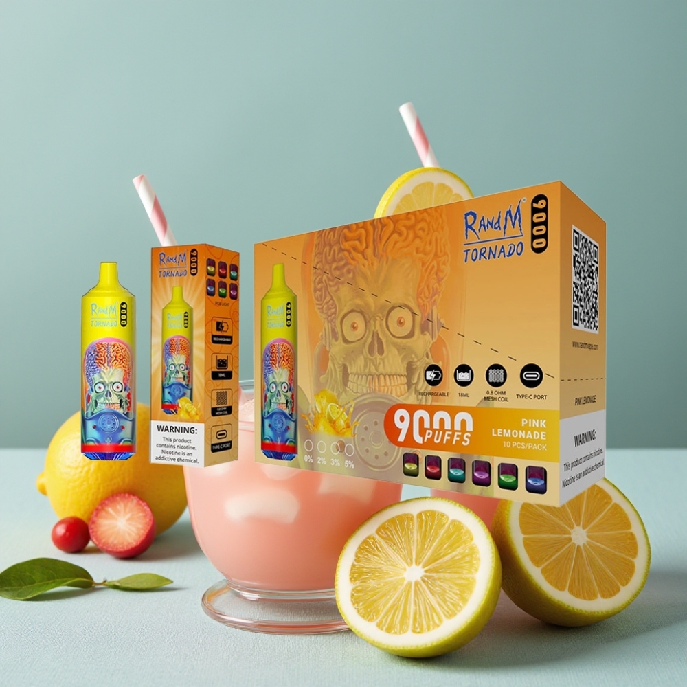 RandM Tornado 9000 Puffs 18 mL Pantalla RGB Limonada Rosa vape al por mayor España