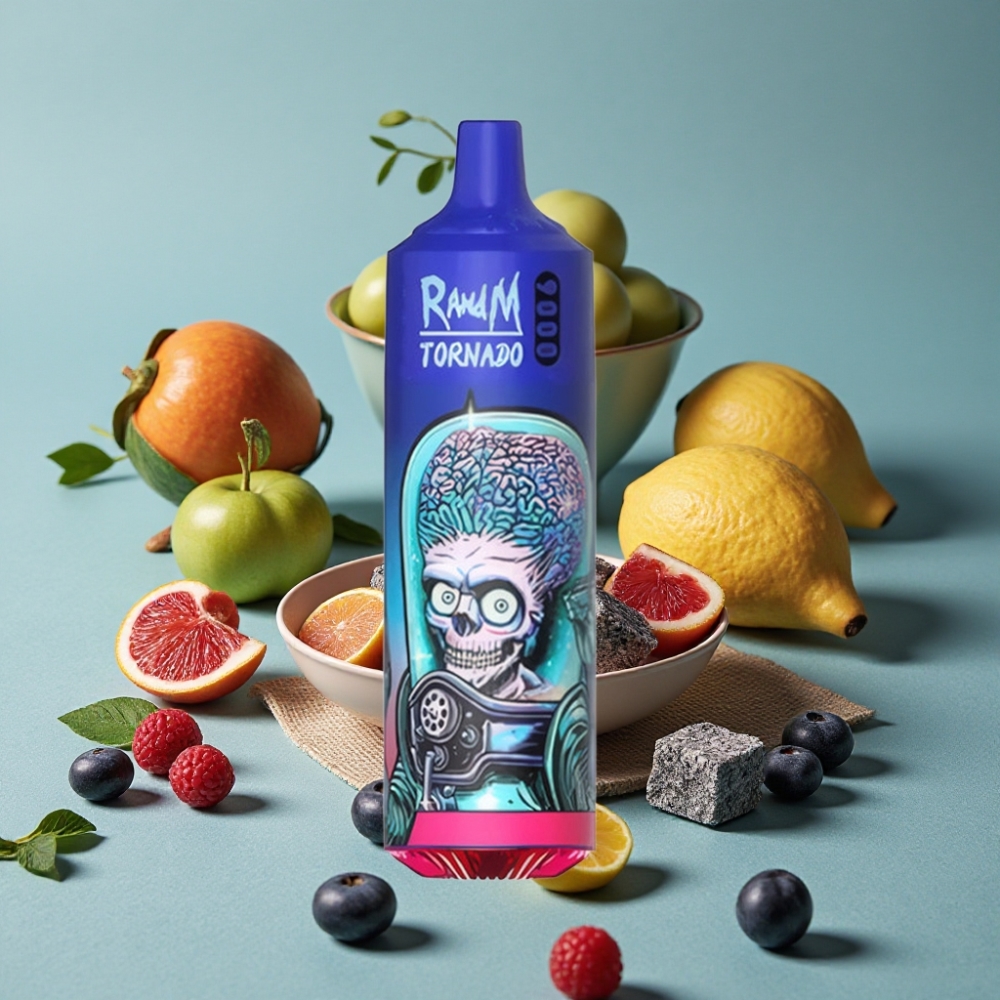 RandM Tornado 9000 Puffs 18 mL Pantalla RGB Negro Hielo vape al por mayor España