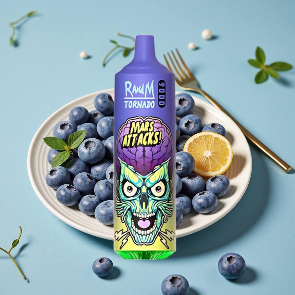 RandM Tornado 9000 Puffs 18 mL Pantalla RGB Recargable Malla Arándano Helado