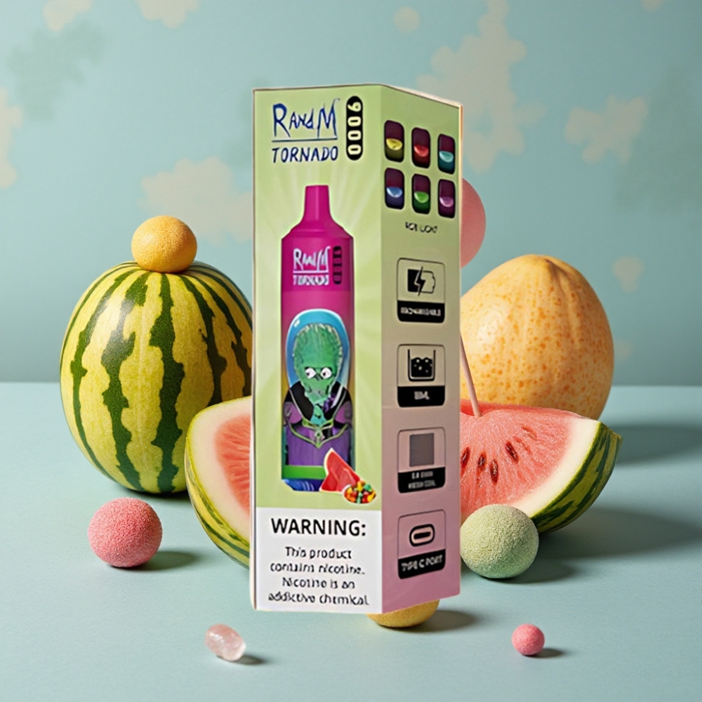 RandM Tornado 9000 Puffs 18 mL Pantalla RGB Recargable Sandía Chicle