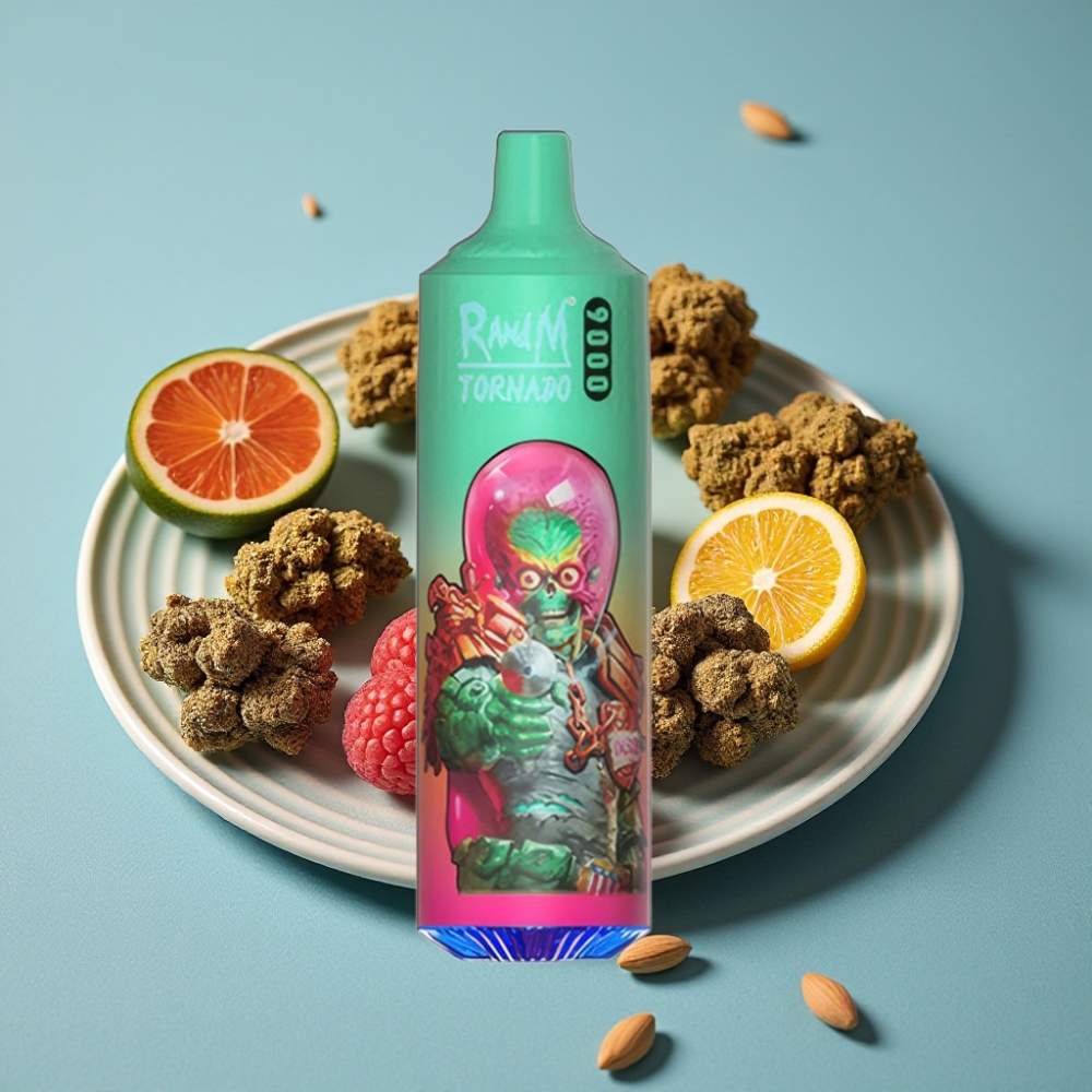 RandM Tornado 9000 Puffs 18 mL Pantalla RGB Sabores 54 Variedad Arándano Azul Kush