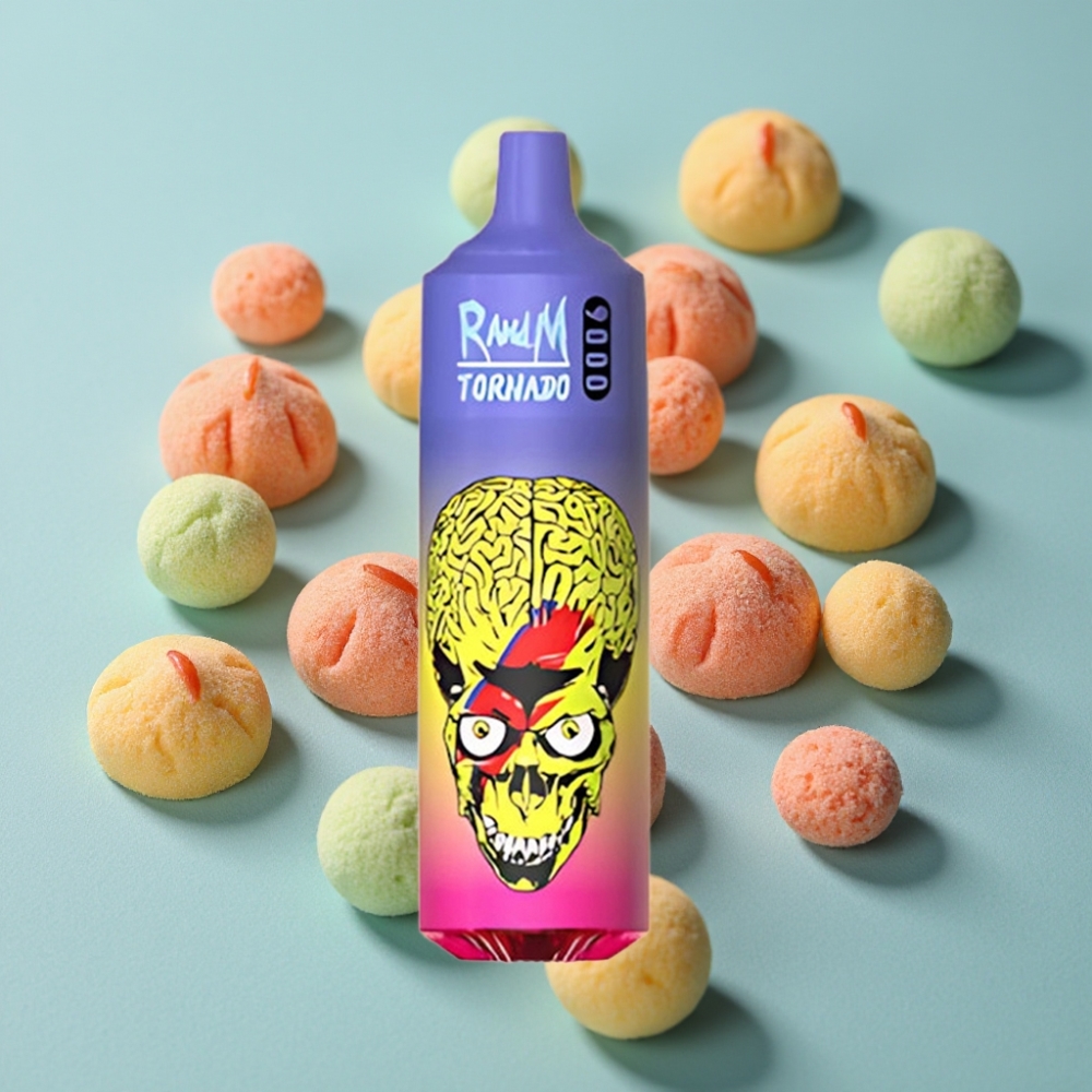 RandM Tornado 9000 Puffs 18 mL Skittles Pantalla RGB Bobina Malla Recargable