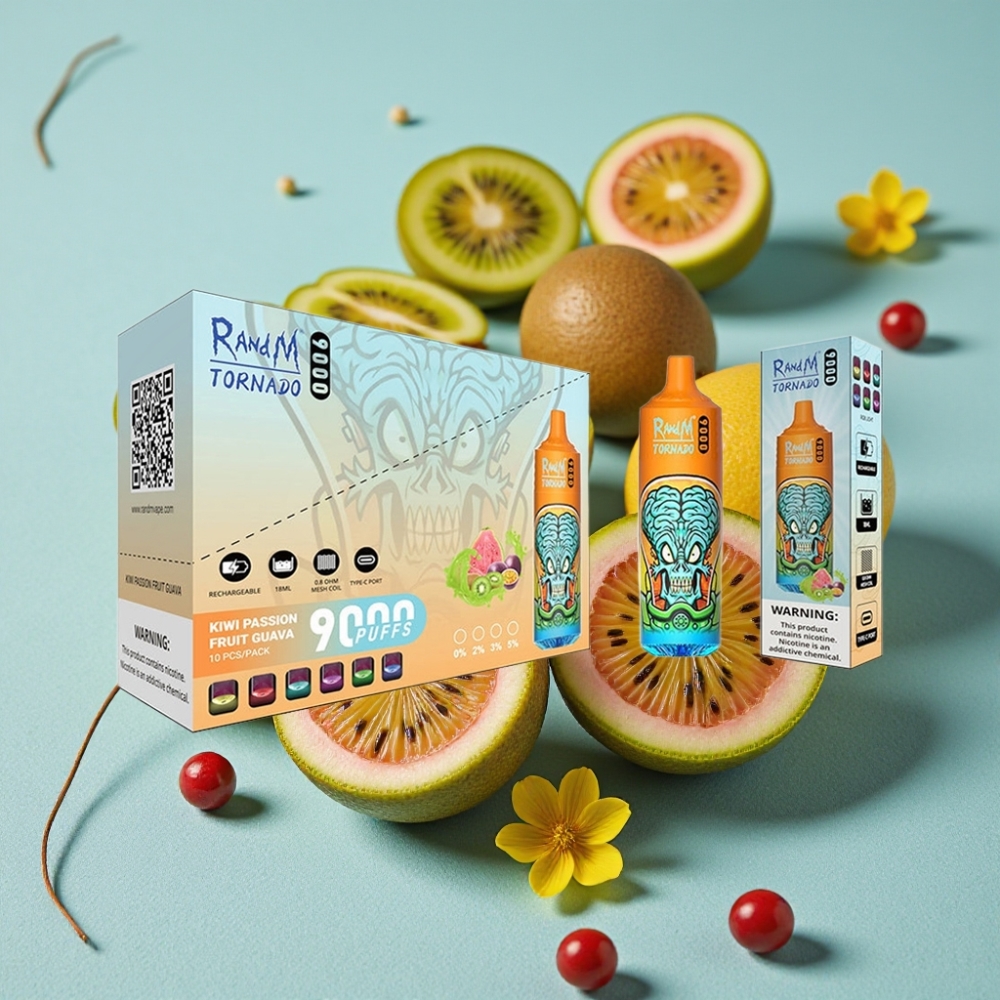 RandM Tornado 9000 Puffs 18 mL Vape Kiwi Maracuyá Guayaba RGB vape al por mayor España