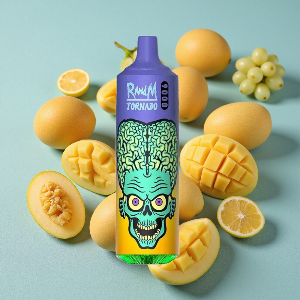 RandM Tornado 9000 Puffs 18mL RGB Display Mango Fresa Recargable vape al por mayor España
