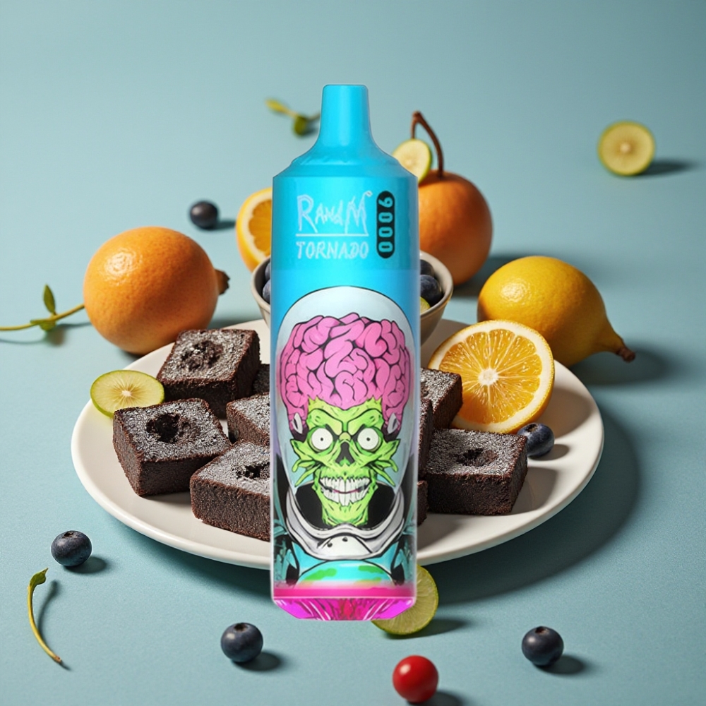 RandM Tornado 9000 Puffs Recargable 850 mAh Pantalla RGB Dragón Negro Hielo