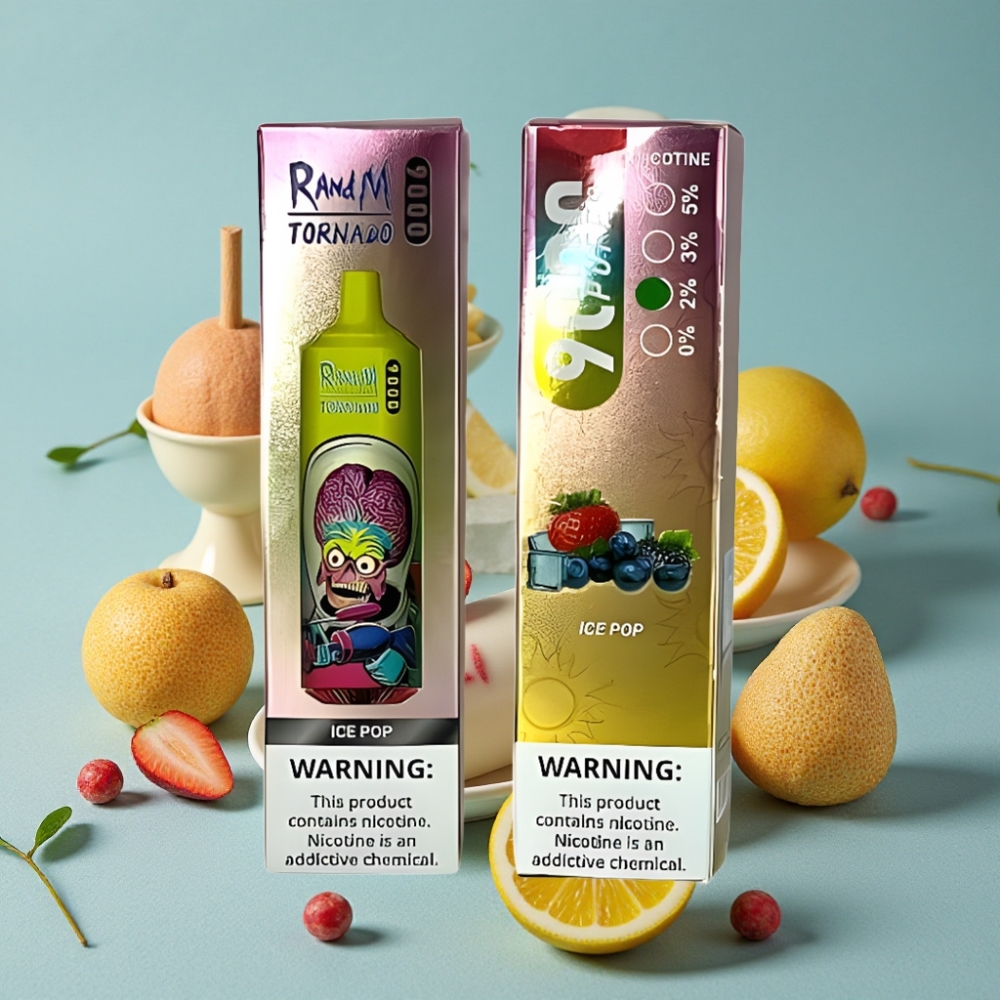 RandM Tornado 9000 Puffs Vape Desechable 18 mL Pantalla RGB Sabor Helado Pop