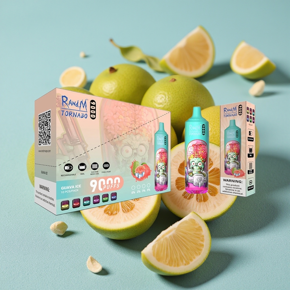 RandM Tornado 9000 Puffs Vape Desechable Guayaba Helada 18mL Pantalla RGB