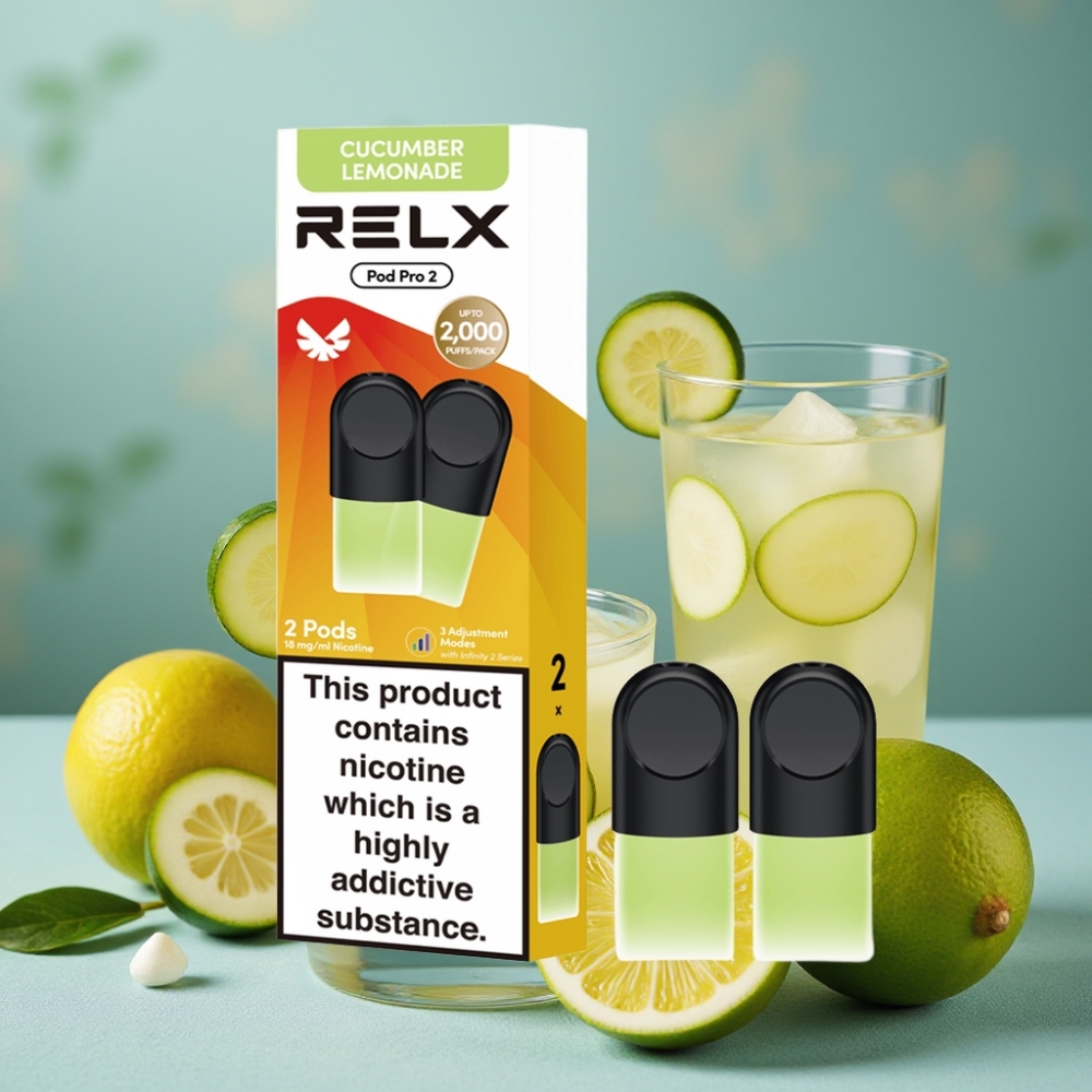 RELX Pod Pro 2 600 puffs 1.8% 1.9ml Bebida-Limón Pepino 2/3 pods Eco/Smooth/Boost