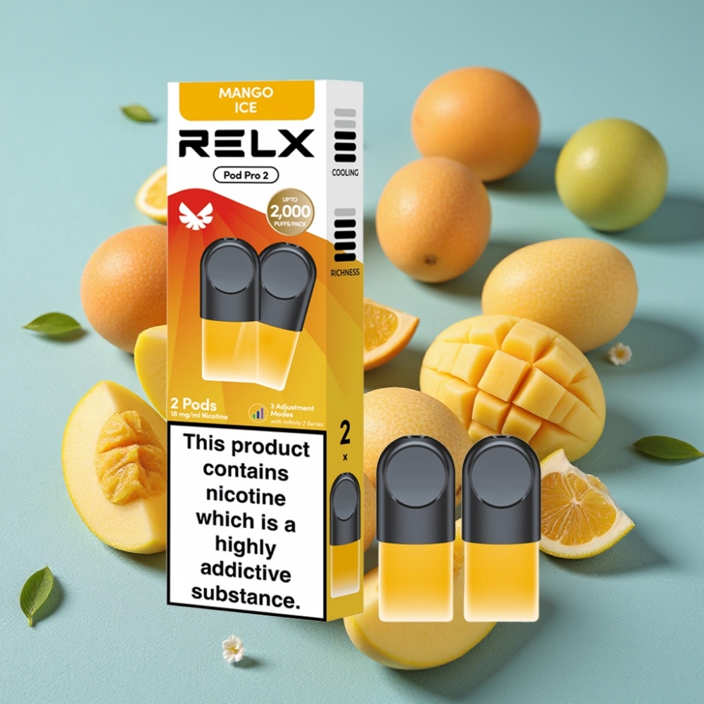 RELX Pod Pro 2 600 puffs 1.8% nicotina 1.9ml 3 modos de voltaje Mango Hielo