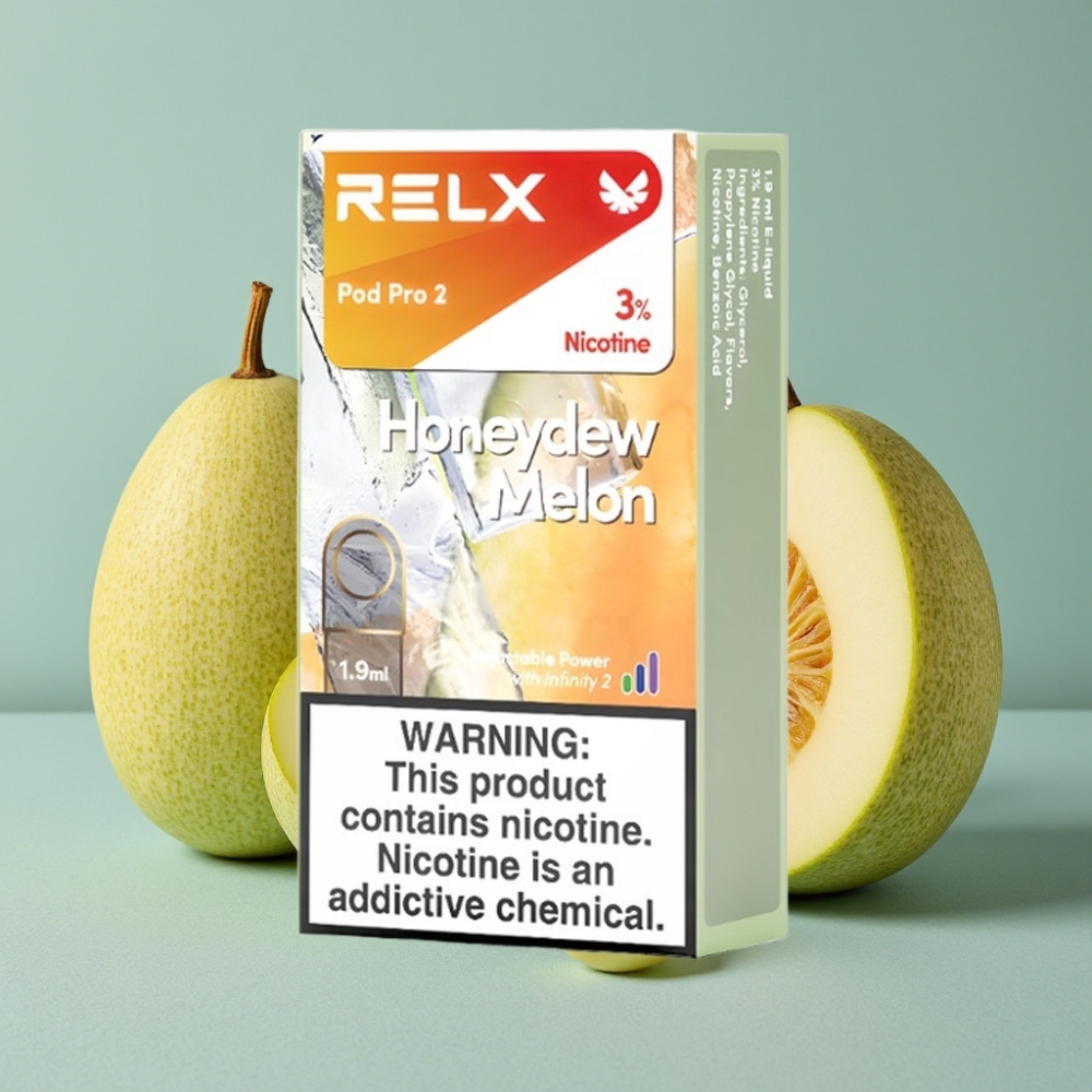 RELX Pod Pro 2 600 puffs 3% nicotina 1.9ml 3 modos de voltaje Melón Honeydew