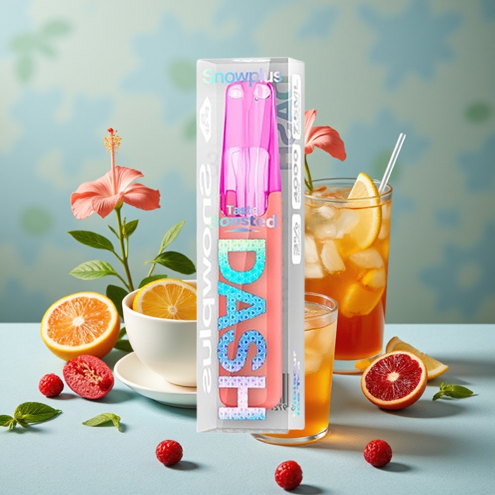 Snowplus Dash 4000 Puffs Dispositivo Desechable con Té Helado de Hibisco, Atomizador Cerámico, 7.5 ml, 530 mAh