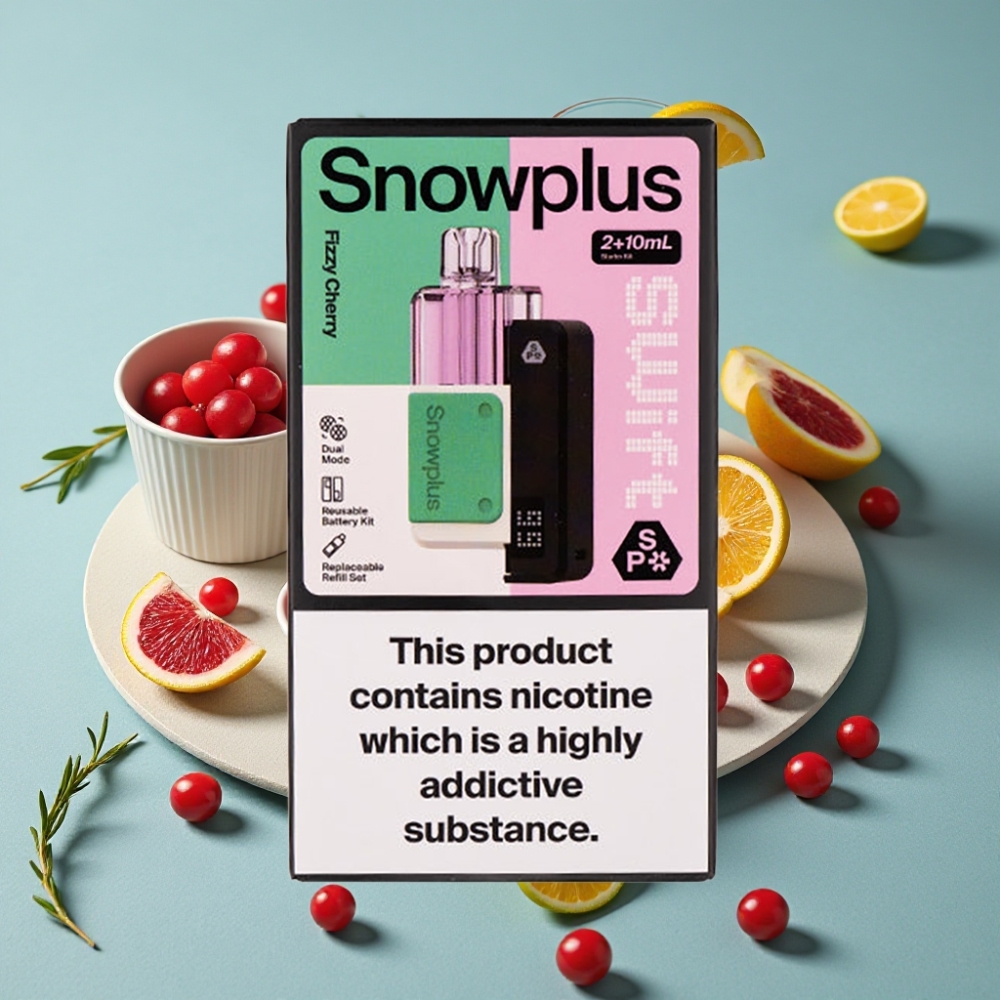Snowplus Swift 5000 Puffs Kit Recargable con Sabor a Cereza Burbujeante, Dual Mesh, 1000 mAh, 2+10 ml
