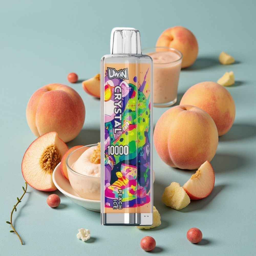 UWIN Crystal 10000 Puffs 18ml Duración Recargable Tipo-C Melocotón Hielo Luces RGB
