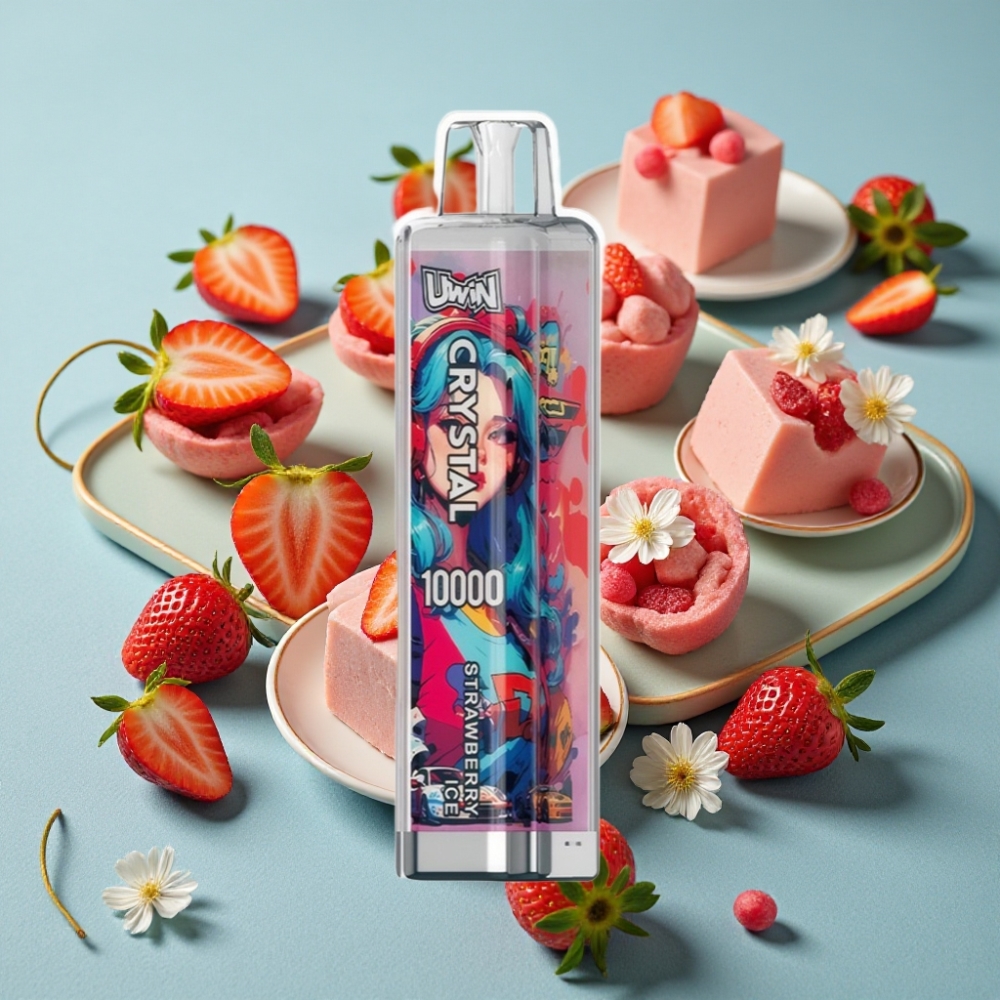 UWIN Crystal 10000 Puffs 18ml Fresa Helada RGB 0.8 Ohm Carga Tipo-C
