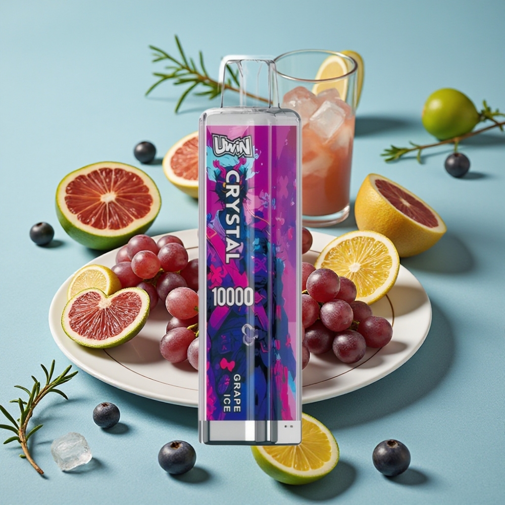 UWIN Crystal 10000 Puffs Desechable con Luz RGB y Sabor Uva Helada, 18ml, 650mAh
