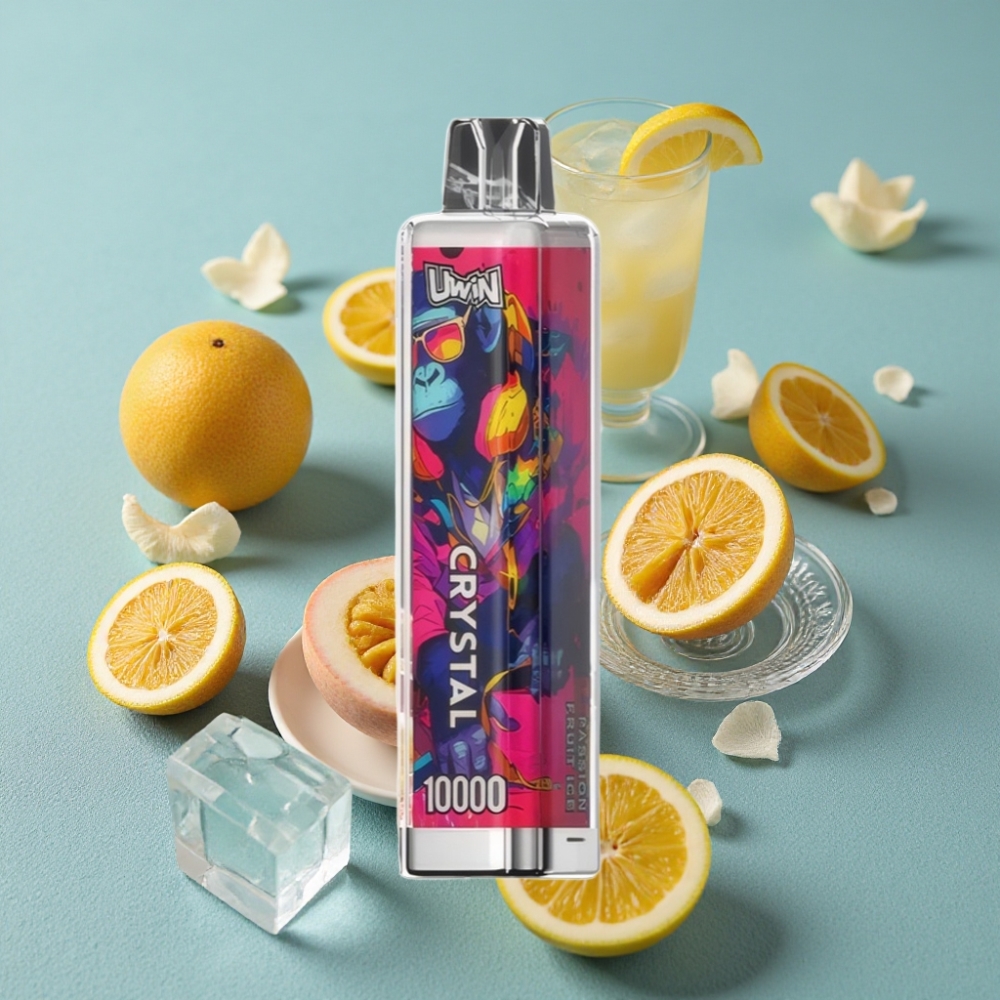 UWIN Crystal 10000 Puffs Disposable Vape Maracuyá Helada con luces RGB, 18ml, carga rápida Type-C
