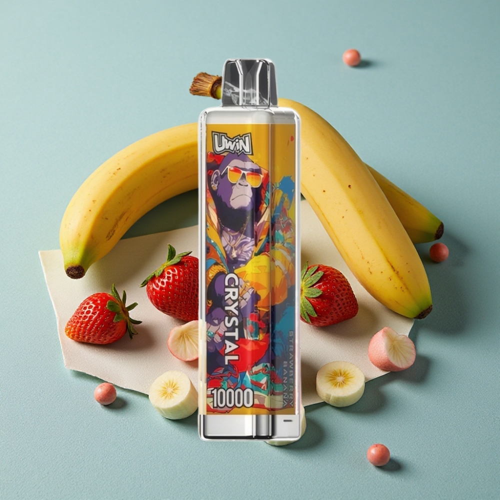 UWIN Crystal 10000 Puffs Fresa Plátano 18ml RGB Recargable Tipo-C 0.8 Ohm
