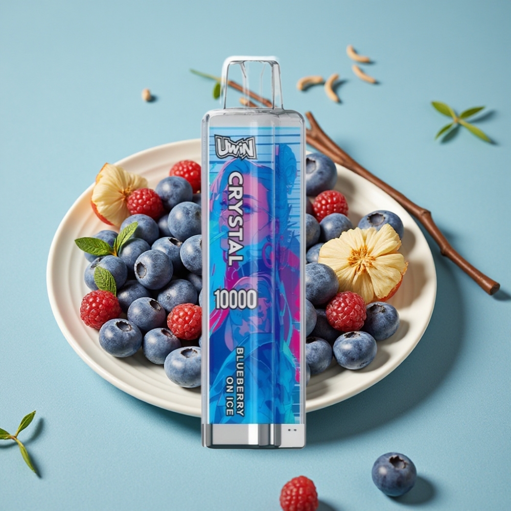 UWIN Crystal 10000 Puffs Vape Desechable Arándano Helado con Luces RGB, 18ml, 650mAh Recargable