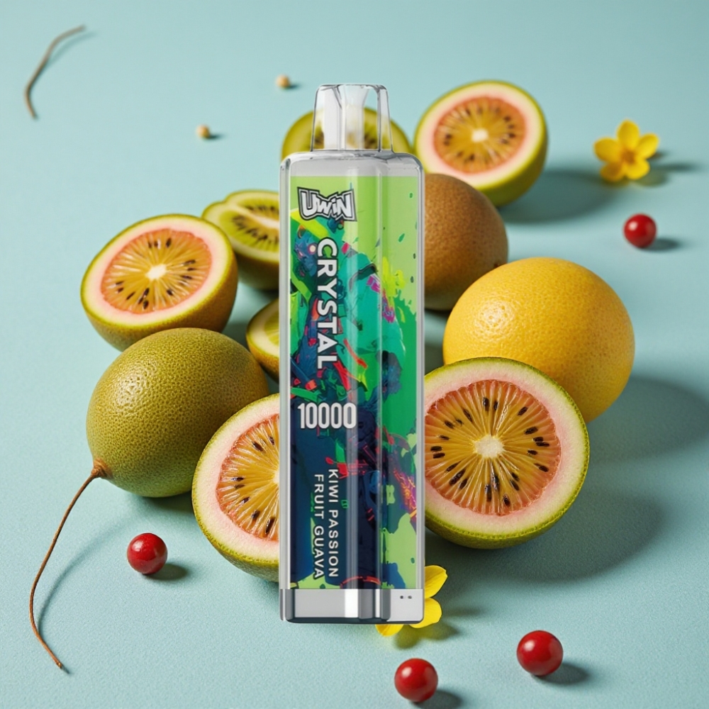 UWIN Crystal 10000 Puffs Vape Desechable Kiwi Maracuyá Guayaba con Luz RGB, 18ml, Recargable