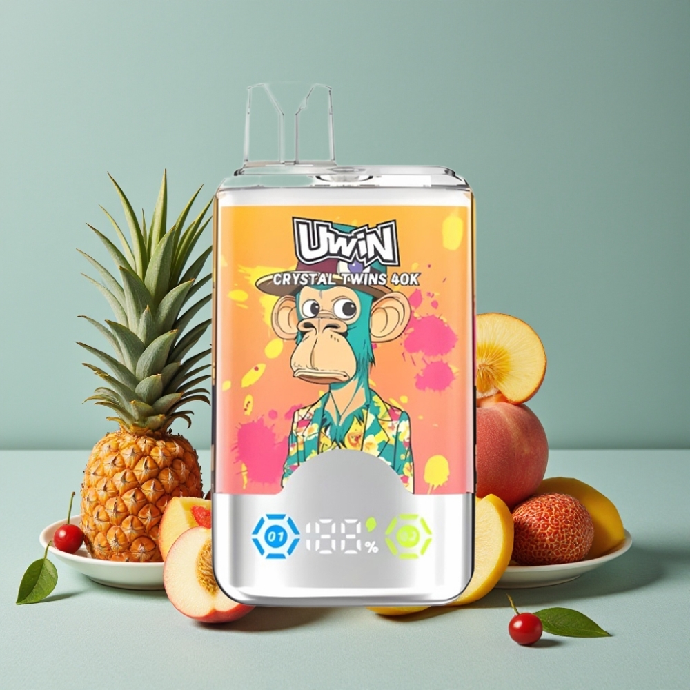 UWIN Crystal Twins 40000 Puffs Doble Sabor Durazno Mango Piña Red Bull Recargable 850mAh