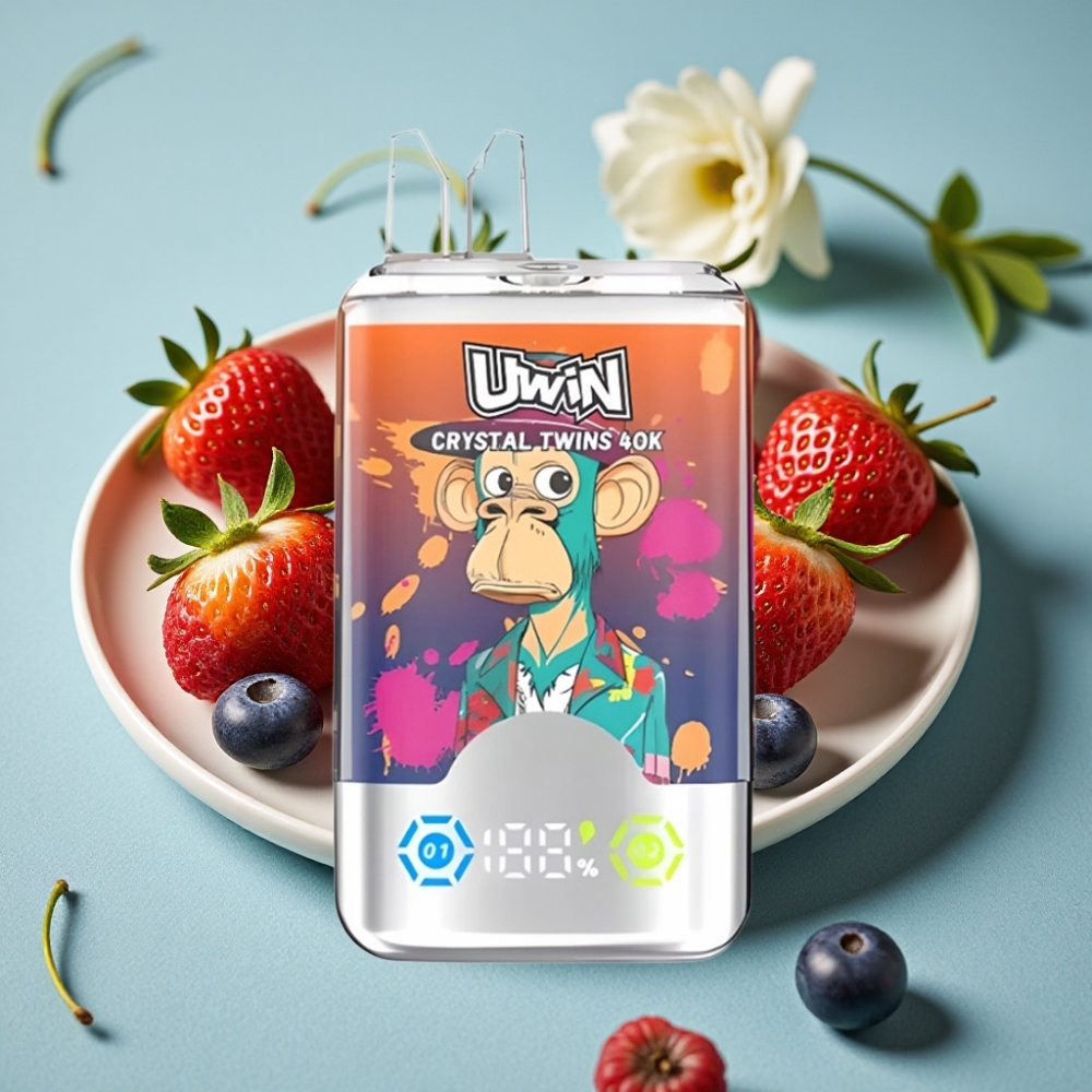 UWIN Crystal Twins 40000 Puffs Doble Sabor Fresa Frambuesa Cereza Mr Blue 32ml Tipo-C