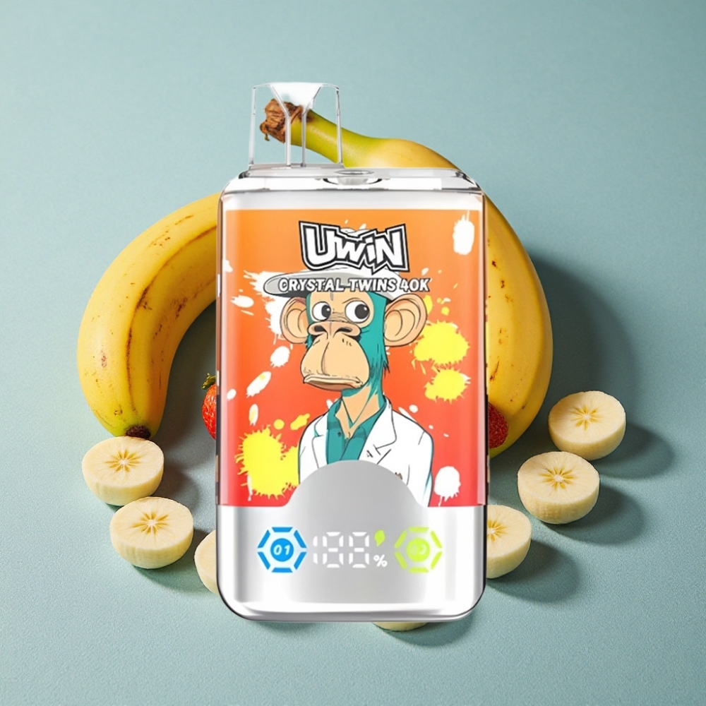 UWIN Crystal Twins 40000 Puffs Doble Sabor Fresa Plátano Love 66, 0.6 Ohm, 850mAh, Tipo-C, 32ml