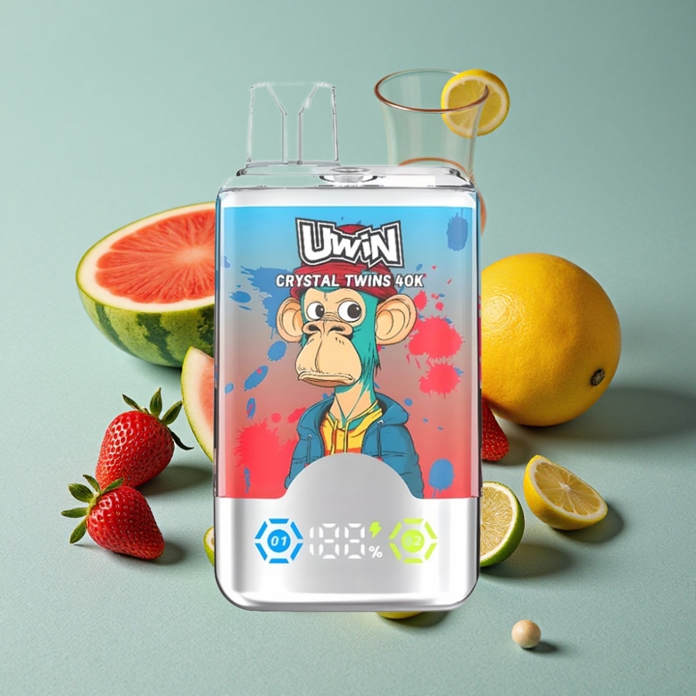 UWIN Crystal Twins 40000 Puffs Doble Sabor Fresa Sandía Lima Limón Recargable
