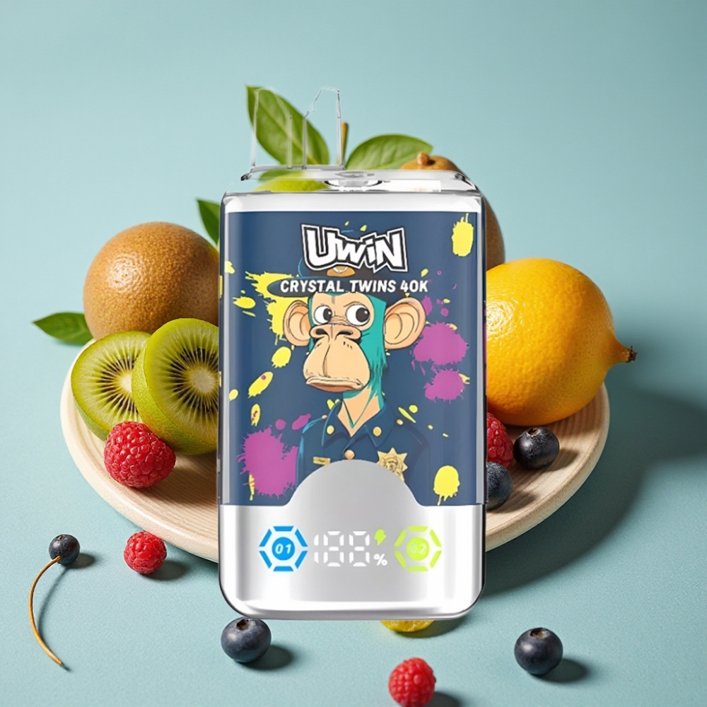 UWIN Crystal Twins 40000 Puffs Doble Sabor Kiwi Maracuyá Guayaba Arándano Frambuesa 32ml Tipo-C