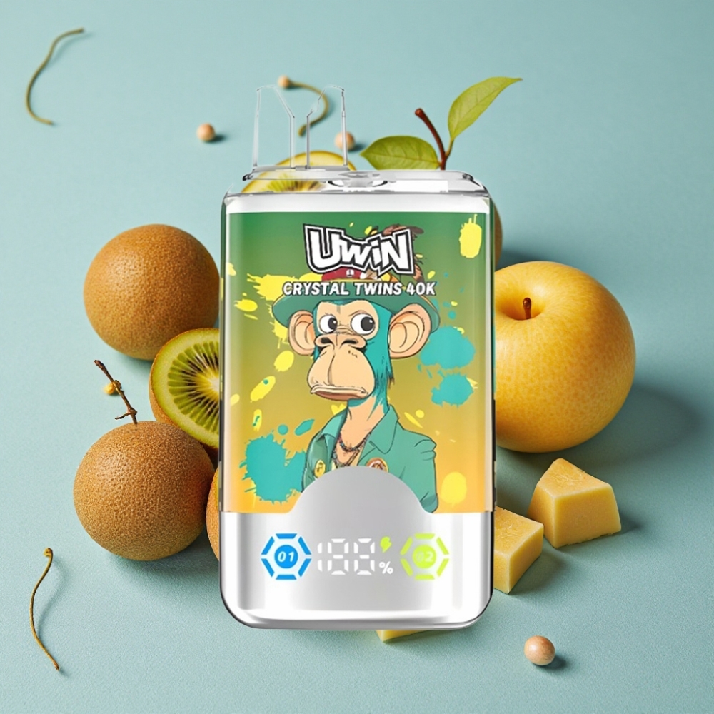 UWIN Crystal Twins 40000 Puffs Doble Sabor Kiwi Maracuyá Guayaba Dos Manzanas 32ml Tipo-C 850mAh