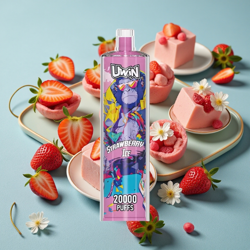Uwin Shisha Hookah Crystal 20000 Puffs 22ml Fresa Hielo Tipo-C 650mAh