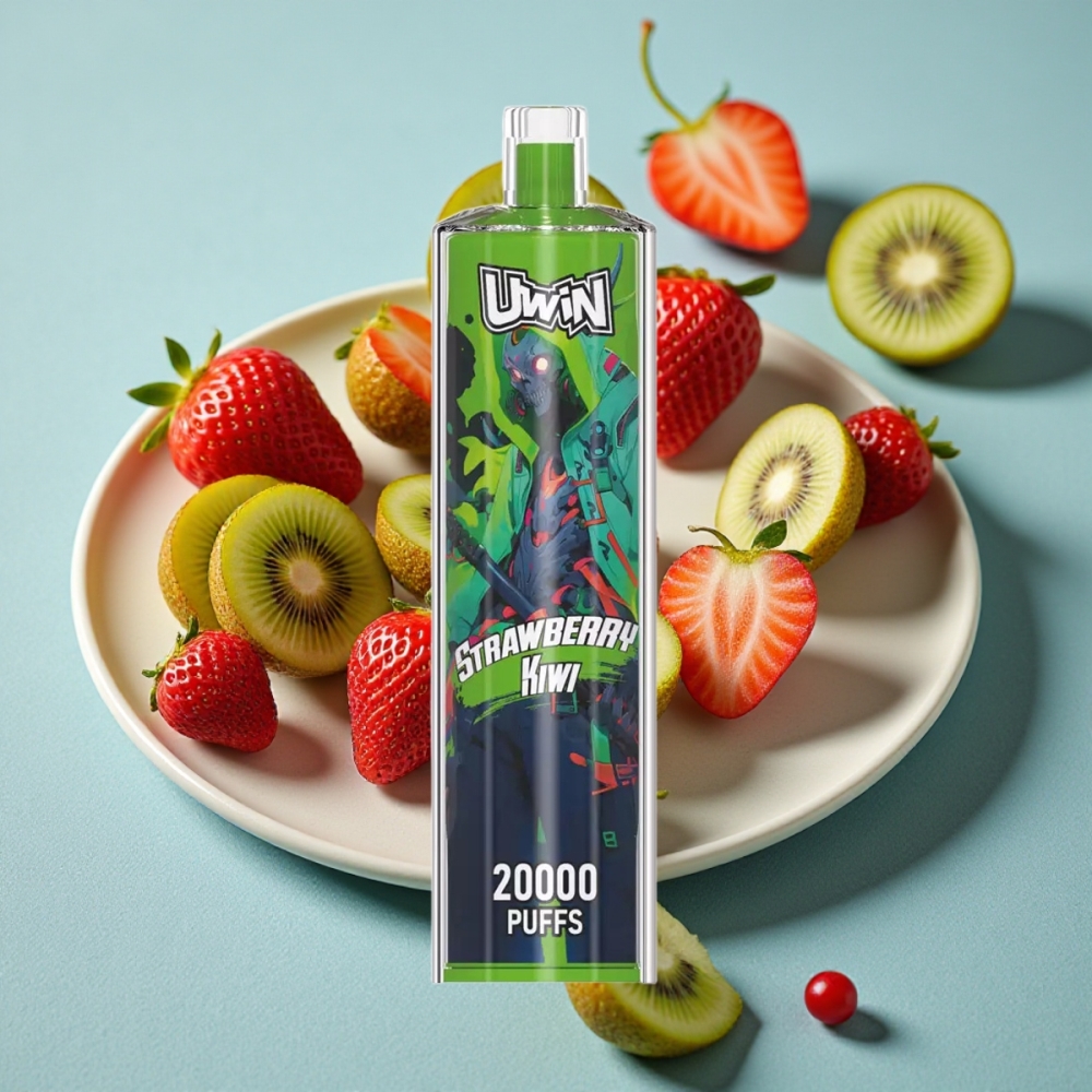 Uwin Shisha Hookah Crystal 20000 Puffs Fresa Kiwi 22ml Mesh Coil Tipo-C 650mAh
