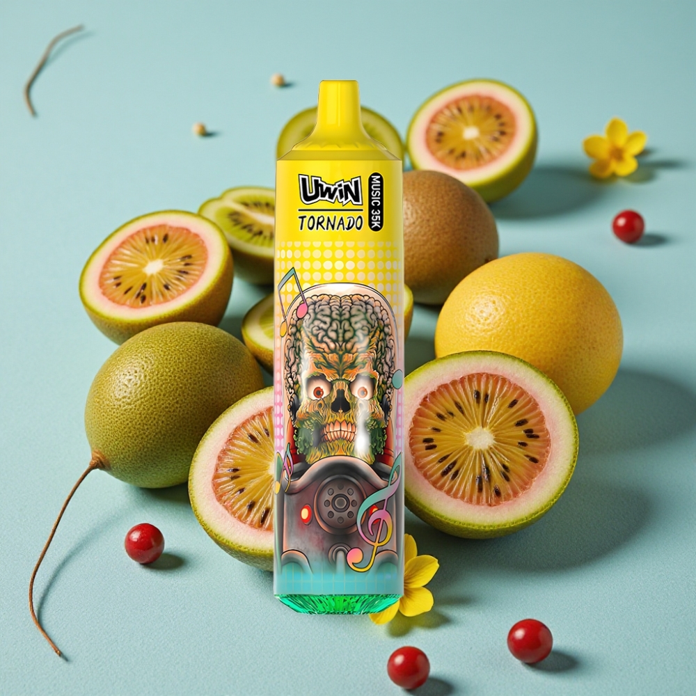 Uwin Tornado 35K Music 35,000 Puffs Recargable 600mAh Tipo C Sabor Kiwi Maracuyá Guayaba
