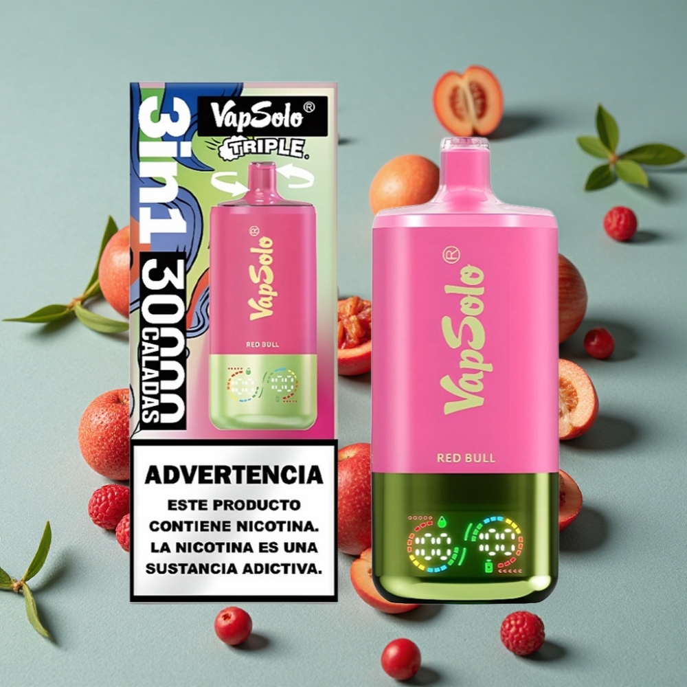 VapSolo Triple 30000 Puffs 40ml 3 Tanques Tipo-C Sabor Toro Rojo vape al por mayor España