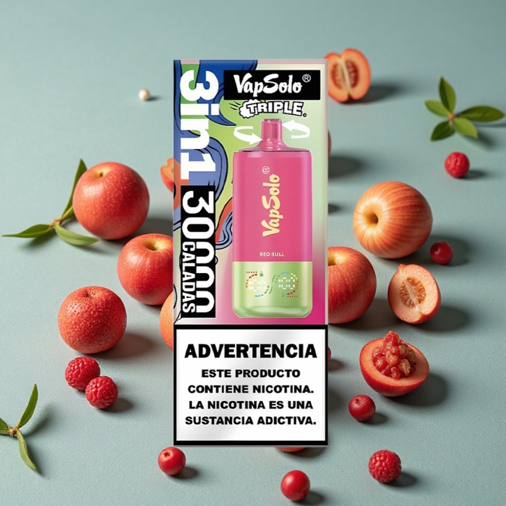 VapSolo Triple 30000 Puffs 40ml 3 Tanques Tipo-C Sabor Toro Rojo vape al por mayor España