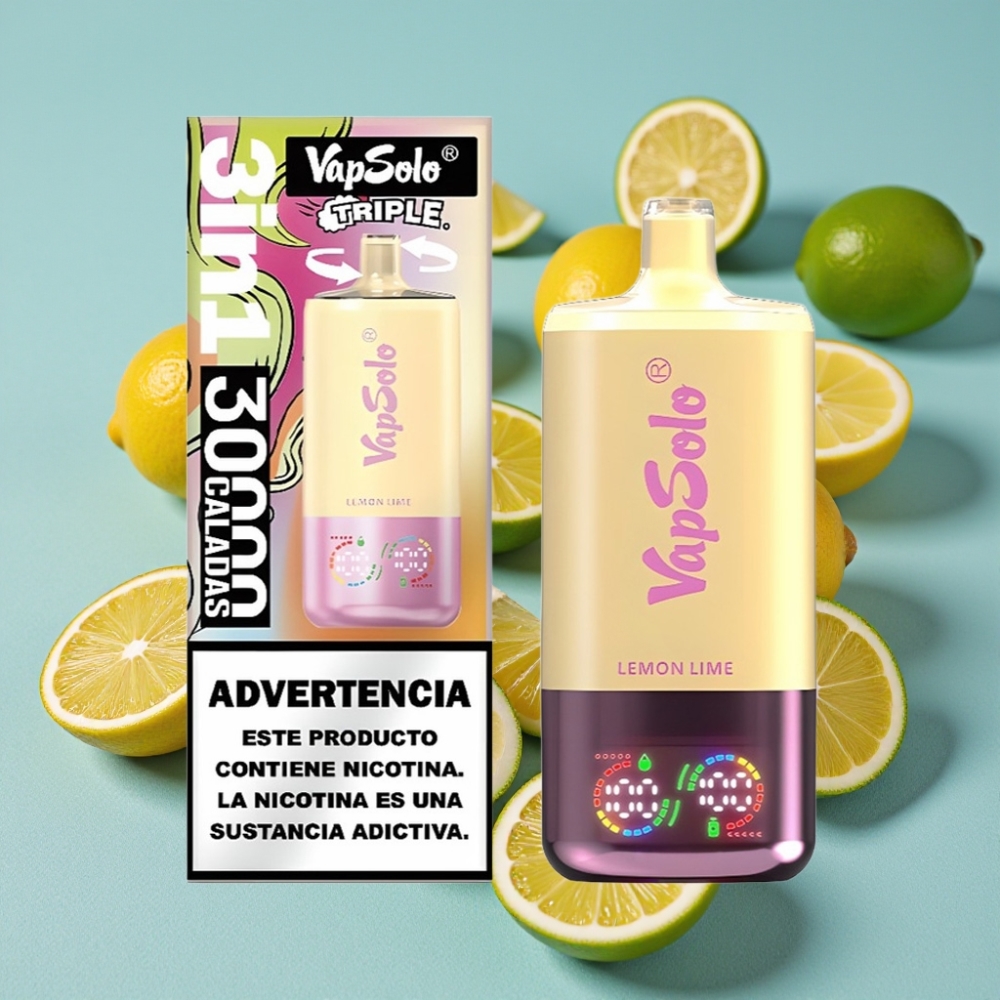 VapSolo Triple 30000 Puffs 40ml Limón Lima Tipo-C 20mg/50mg vape al por mayor España