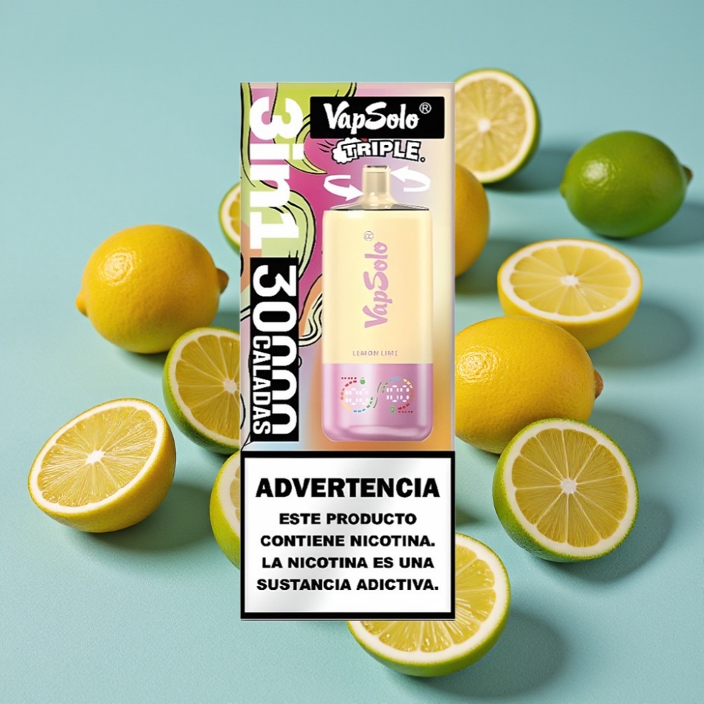 VapSolo Triple 30000 Puffs 40ml Limón Lima Tipo-C 20mg/50mg vape al por mayor España