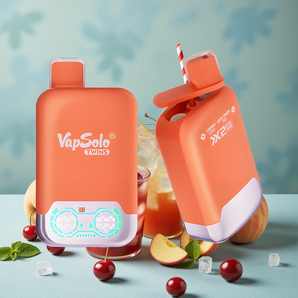 Vapsolo Twins 20000 Puffs Doble Sabor Cereza Cola & Melocotón Jugoso Helado 40ml Tipo-C