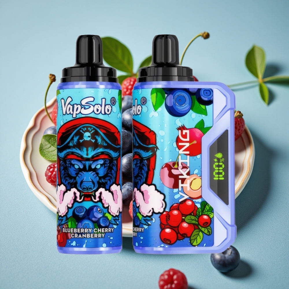 VapSolo VIKING 12000 Puffs 22ml Arándano Cereza Azul Tipo-C Pantalla LED