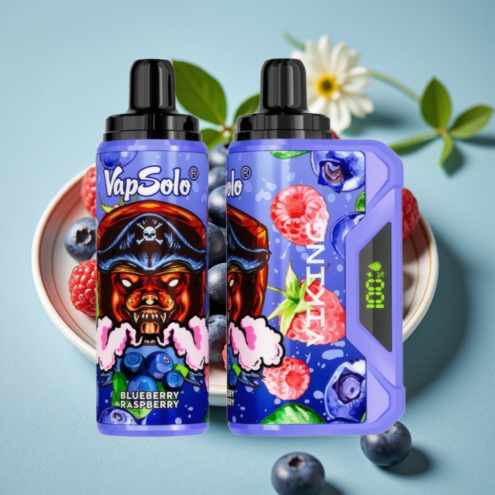 VapSolo VIKING 12000 Puffs 22ml Arándano Frambuesa Tipo-C Pantalla LED