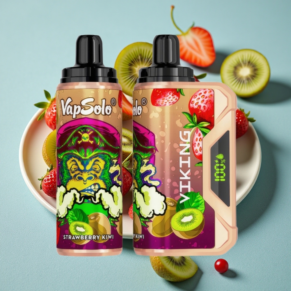 VapSolo VIKING 12000 Puffs 22ml Fresa Kiwi Tipo-C Pantalla LED vape al por mayor España