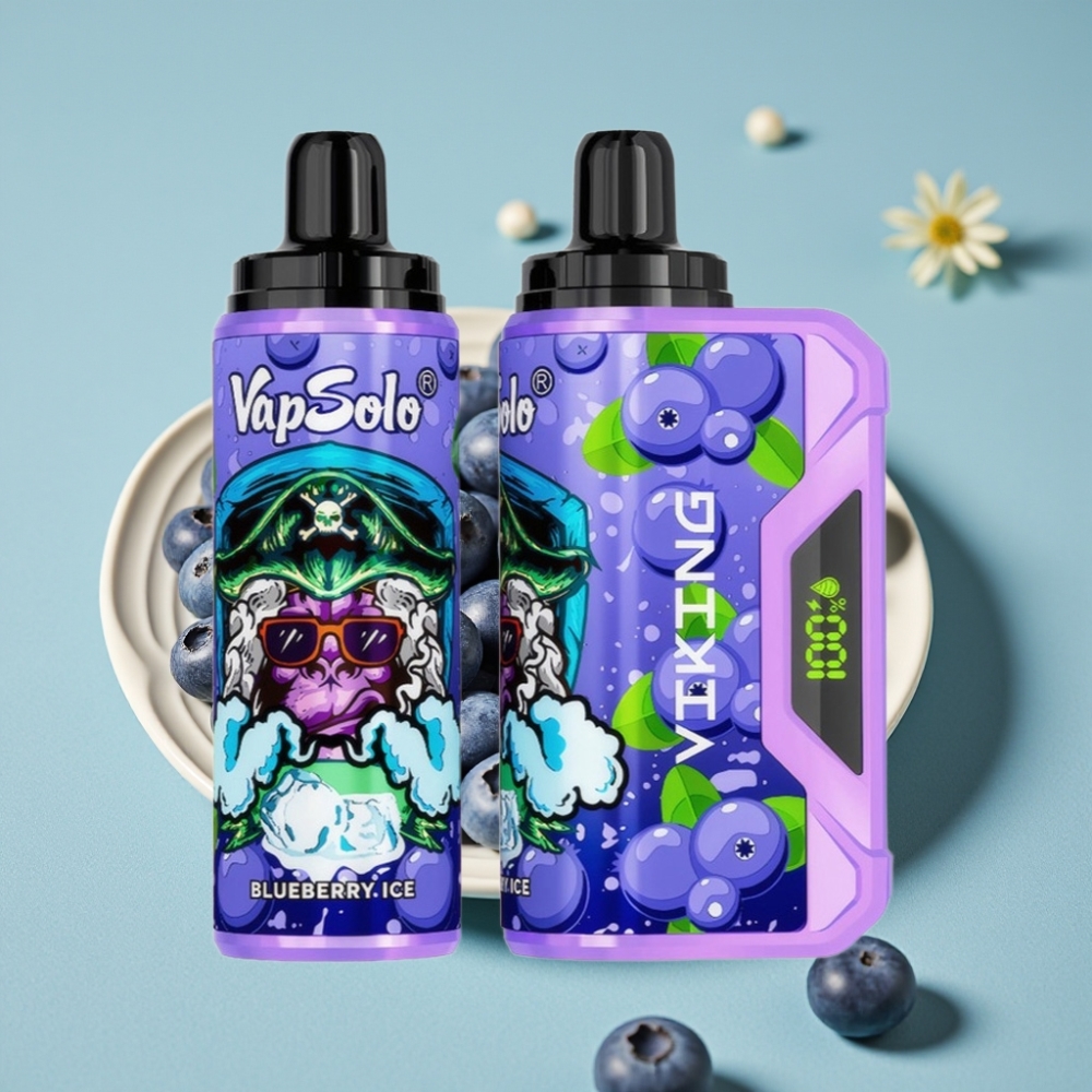 VapSolo VIKING 12000 Puffs Desechable 22ml Arándano Azul Tipo-C Pantalla LED