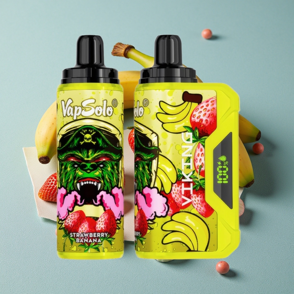 VapSolo VIKING 12000 Puffs Disposable Fresa Plátano con Tipo-C y Pantalla LED