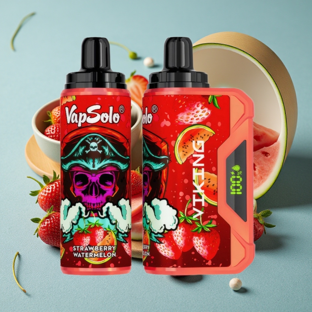 VapSolo VIKING 12000 Puffs Fresa Sandía 22ml Tipo-C Pantalla LED vape al por mayor España