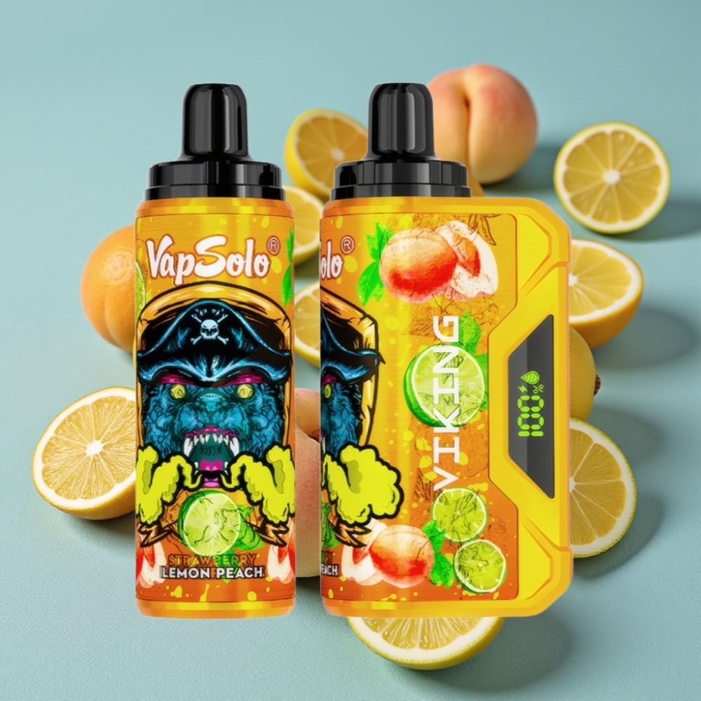 VapSolo VIKING 12000 Puffs Limón Melocotón 22ml Tipo-C Pantalla LED